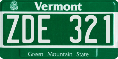 VT license plate ZDE321