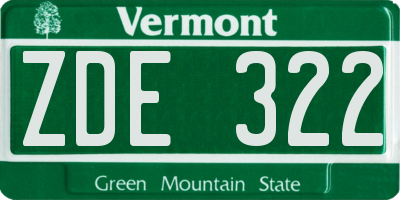 VT license plate ZDE322