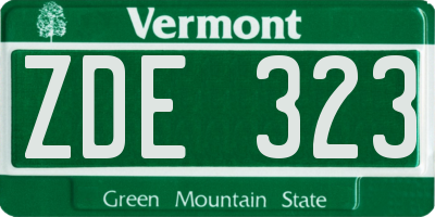 VT license plate ZDE323
