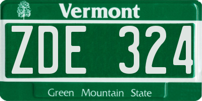 VT license plate ZDE324