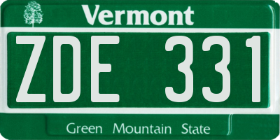 VT license plate ZDE331