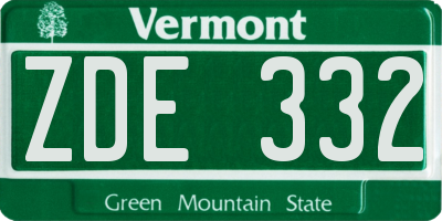 VT license plate ZDE332