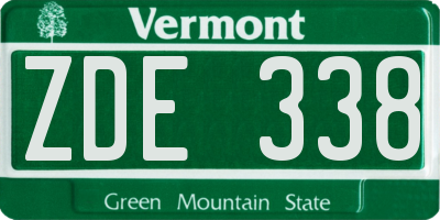 VT license plate ZDE338