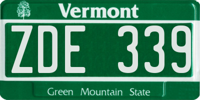 VT license plate ZDE339