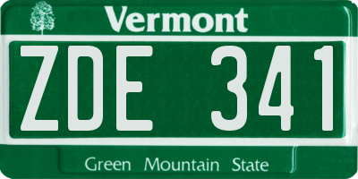 VT license plate ZDE341