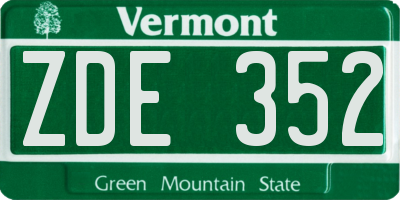 VT license plate ZDE352