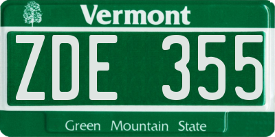 VT license plate ZDE355