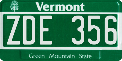 VT license plate ZDE356