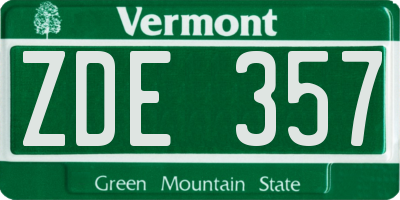 VT license plate ZDE357