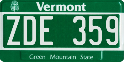 VT license plate ZDE359