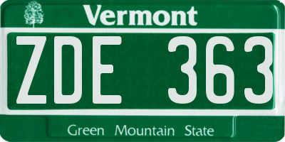 VT license plate ZDE363