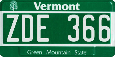 VT license plate ZDE366