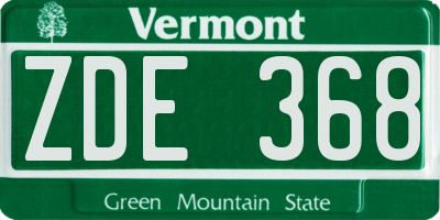 VT license plate ZDE368