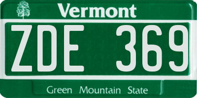VT license plate ZDE369
