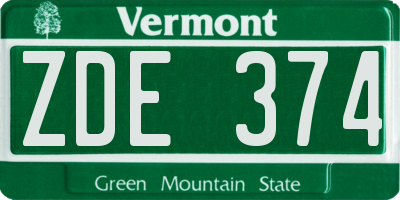 VT license plate ZDE374