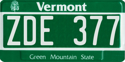 VT license plate ZDE377