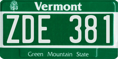 VT license plate ZDE381