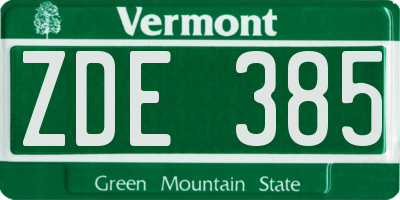 VT license plate ZDE385