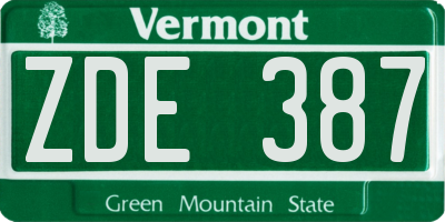 VT license plate ZDE387