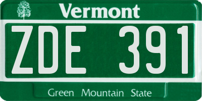 VT license plate ZDE391