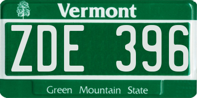 VT license plate ZDE396