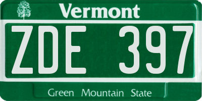 VT license plate ZDE397