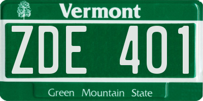 VT license plate ZDE401