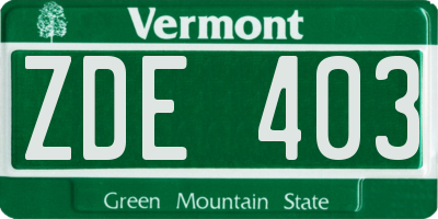 VT license plate ZDE403