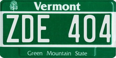 VT license plate ZDE404
