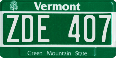 VT license plate ZDE407