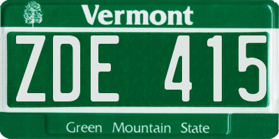 VT license plate ZDE415