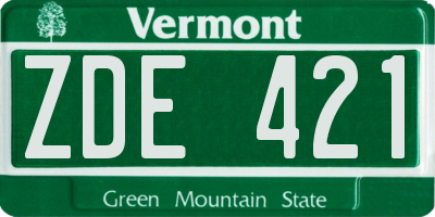VT license plate ZDE421