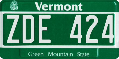 VT license plate ZDE424