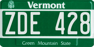 VT license plate ZDE428