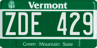 VT license plate ZDE429