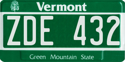 VT license plate ZDE432
