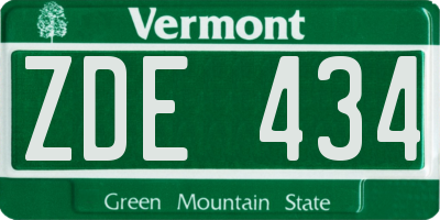 VT license plate ZDE434