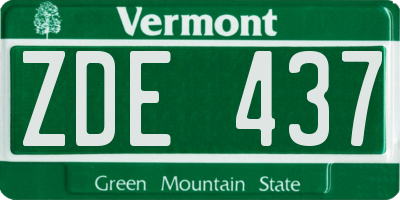 VT license plate ZDE437