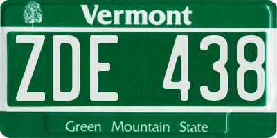 VT license plate ZDE438