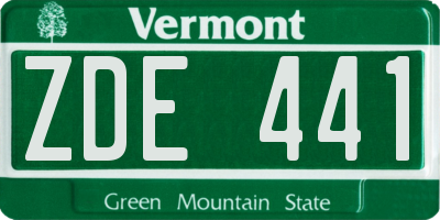 VT license plate ZDE441