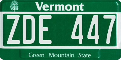 VT license plate ZDE447