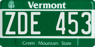 VT license plate ZDE453