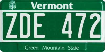 VT license plate ZDE472