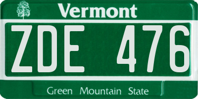 VT license plate ZDE476