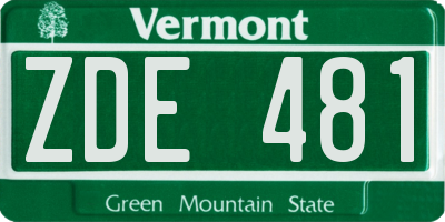 VT license plate ZDE481