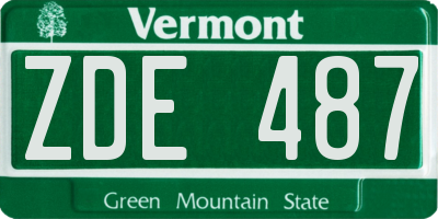 VT license plate ZDE487