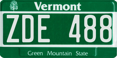 VT license plate ZDE488