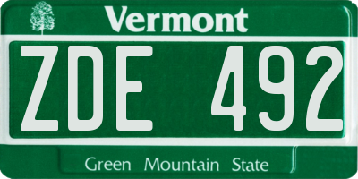 VT license plate ZDE492