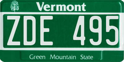 VT license plate ZDE495