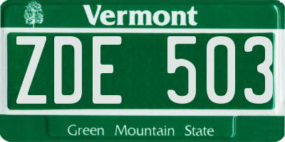 VT license plate ZDE503
